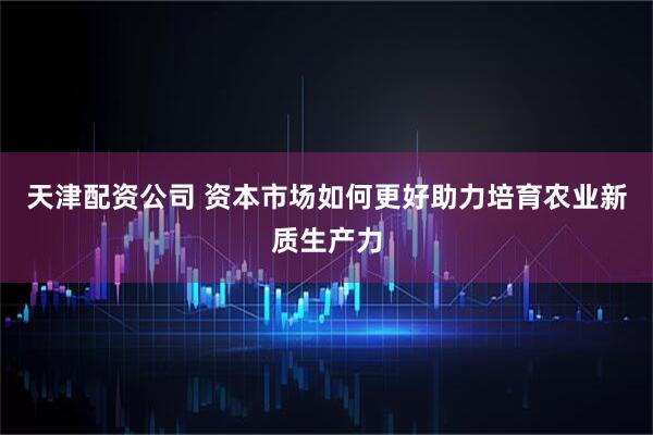 天津配资公司 资本市场如何更好助力培育农业新质生产力